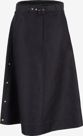 Moncler Ausgestellter Baumwollmidirock mit Seitendruckkn&ouml;pfen