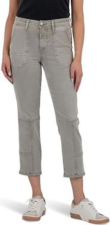 Kut from the Kloth Reese High Rise Straight Leg With Porck Chop Pocket Womens Jeans Army Green : 12 24.5, Cotton/Denim/Lyocell