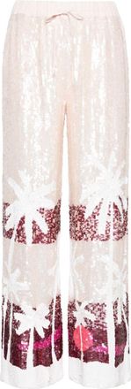 P.A.R.O.S.H. sequinned straight-leg trousers - women - PVC/Viscose/Viscose - L - Pink
