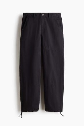 H&M Relaxed Fit Trousers in Dark Gray at Nordstrom, Size 28