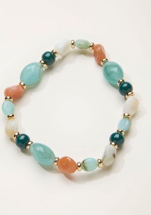 Fat Face FatFace Green Beaded Stretch Bracelet