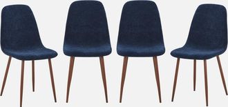 Sweeek Silla De Madera Y Tela Con Patas Color Nogal, Set De 4