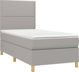 vidaXL Vidaxl - Cama Box Spring Colch&oacute;n Y Luces Led Tela Gris Claro 90x200 Cm
