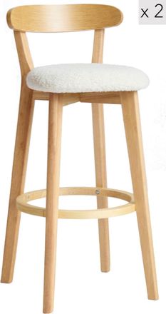 Nordlys Set 2 taburetes altos en madera y lana blanco