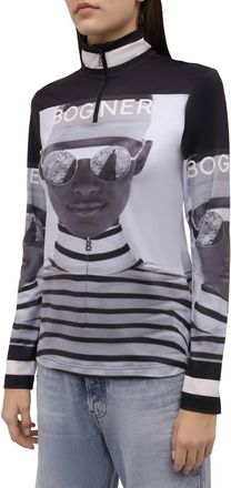 Bogner Beline Top In Black/gray Leather