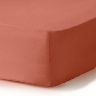 Febronie S&aacute;bana bajera sat&eacute;n de algod&oacute;n org&aacute;nico lavado terracotta 180x200x40