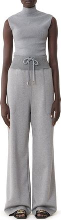 Lanvin Wide Jogging Suit In Double-Faced Jersey in Light Grey/black at Nordstrom, Size X-Large