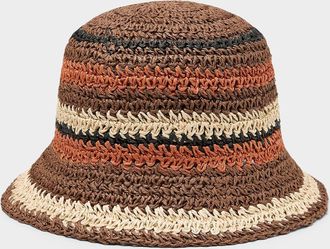 Le 31 Mens Paper straw striped bucket hat