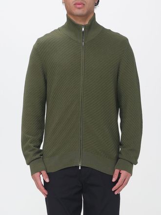 HUGO BOSS Cardigan in pura lana con collo a dolcevita e chiusura full zip