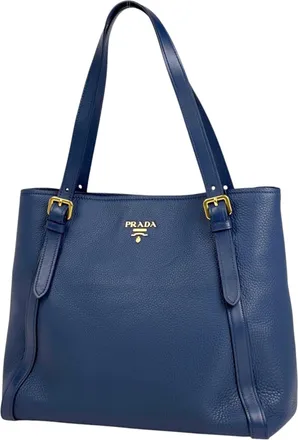 Prada Blue Leather Tote Bag (Pre-Owned)