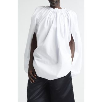 Comme Des Gar&ccedil;ons Gathered Cotton Broadcloth Cocoon Top in White at Nordstrom, Size X-Small