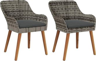 vidaXL Vidaxl - Garden Chair 2 pcs Grey 55 x 62.5 x 82cm Poly Rattan