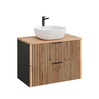 Petits Meubles Mueble lavabo estratificado marr&oacute;n negro