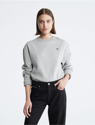 Calvin Klein Womens Archive Logo Fleece Crewneck Sweatshirt - Grey - XXS