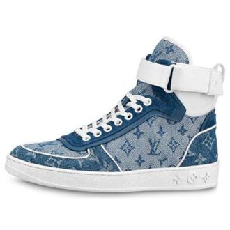 Louis Vuitton (WMNS) LOUIS VUITTON LV Boombox Monogram High-Top Sneakers Denim-Blue 1A8E3C