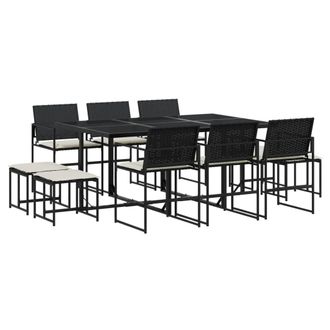 vidaXL Vidaxl - Set Da Pranzo Da Giardino 11 Pz Con Cuscini In Polyrattan Nero