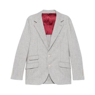 Brunello Cucinelli Wool Single-Breasted Suit - Heren - Pakken - Grijs - Maat: L Wol