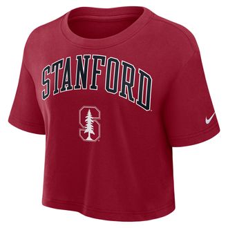 Nike Stanford Athletic Prep Arch Nike Womens Dri-FIT College Cropped T-Shirt in Red | 01D469WSDN-X0L