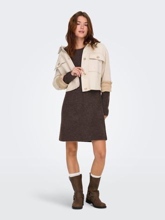 Only Strickkleid ONLY ONLCAROL L/S DRESS KNT NOOS, Damen, Gr. XL, N-Gr, chocolate martini detail:melange, Strick, Obermaterial: 72% Polyacryl, 25% Polyeste