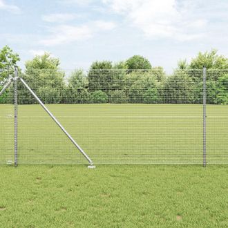 Berkfield Home Welded Wire Fence with 7 Spike Posts 1.2x10 m Galvanised Steel in Silver