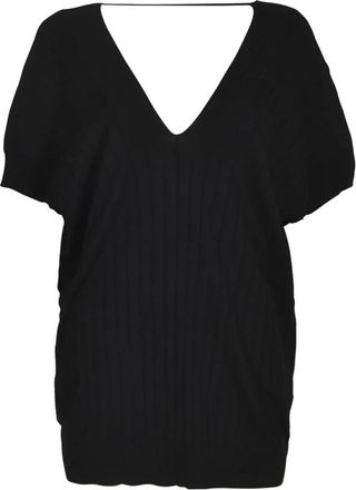 Plan C V-hals Gebreide Trui - Dames - V-hals truien - Zwart - 2XL - Truien & Vesten