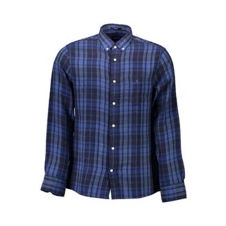 GANT Casual Shirts, male, Blue, Size: S Gant Blue Cotton Shirt