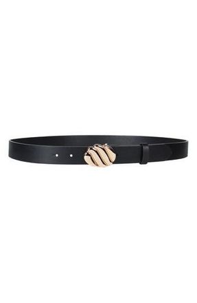Linea Pelle Twist Plaque Buckle Belt in Black at Nordstrom Rack, Size X-Large