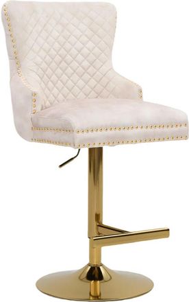 Global Interiors Höhenverstellbarer Design Barstuhl Castle Deluxe mit Löwenkopf - Beige/Gold