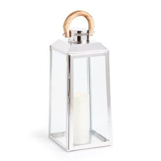 Napa Home & Garden Oceanside Large Outdoor Pillar Candle Lantern 19 in Silver at Nordstrom