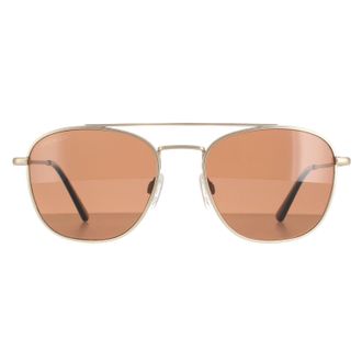 Serengeti Eyewear Aviator Unisex Matte Light Gold Polarized Drivers Brown Carroll Metal (archived) - One Size