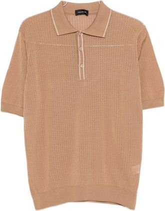 Tagliatore Polo Shirt met Textuur - Heren - Polos - Bruin - 2XL - Katoen - Tops