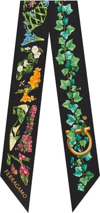 Ferragamo Black Eden Print Silk Bandeau