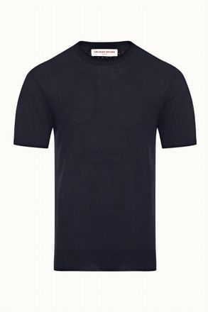 Orlebar Brown Mens Gaulin Pointelle Stripe Polo Shirt In Night Iris
