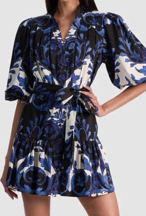 Alice & Olivia Cora Mini Shirt Dress In Regal Retreat