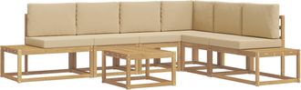 vidaXL Conjunto De Sof&aacute;s De Exterior 5 Pieza Y Beige Poli&eacute;ster Vidaxl