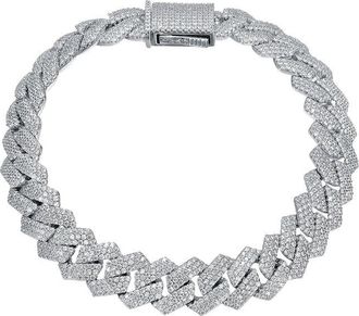 Rachel Glauber Plated Cz Cuban Link Bracelet