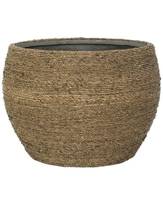 Creative Displays Inc. Beige Straw Grass-Wrapped Cement Pot