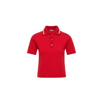 Moncler Moncler Cotton Knit Polo Shirt, Women, Red, Size: Xl