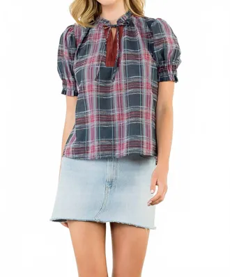THML Clothing Kanya Plaid Top In Navy