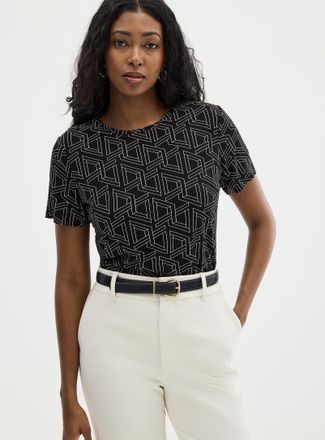 Contemporaine Womens Patterned ultra-flowy crew-neck T-shirt