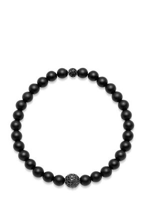 Nialaya Matte Onyx and Black CZ Diamond Wristband at Nordstrom, Size 6.75
