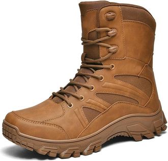 Generic GLDFW Fashion Men Lace Up Mid-Calf Boots Round Toe Ankle Boots Motocross Boots High Top Casual Walking Shoes