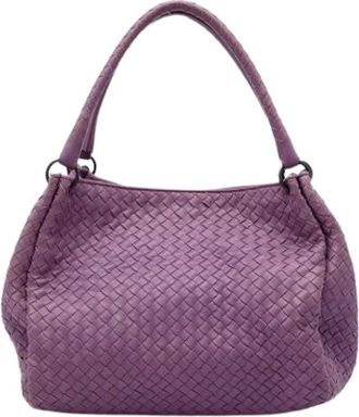 Bottega Veneta Pre-owned Woven Leather Tote - Dames - Vintage Handtas - Paars - ONE Size - Leer - Vintage