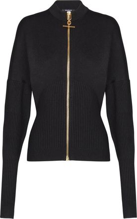 Balmain Zipped knit cardigan in Black at Nordstrom, Size 36 Eu