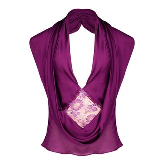 CHRISTOPHER ESBER Backless kanten top - Dames - Tops - Paars - Maat: XS Zijde