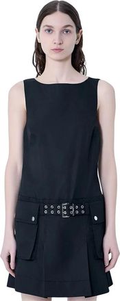 Ganni Duchesse Nylon Mini-jurk met Riem - Dames - Korte kleedjes - Zwart - S - Nylon - Kleedjes