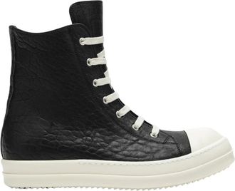 Rick Owens Lamb and Full-Grain High Sneaker - Heren - Sneakers - Zwart - 44 EU - Leer - Schoenen