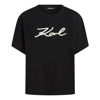 Karl Lagerfeld Tops, Dames, Zwart, XS, Katoen, Logo-detail T-shirt