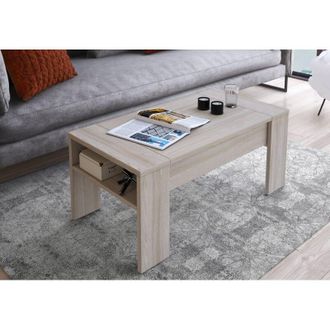 Dmora Mesa De Centro Coral, Un Compartimento, Forma Rectangular, Tapa Elevable, 98x50x43h Cm Olmo Marr&oacute;n