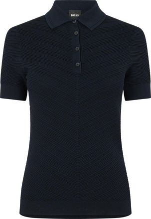 HUGO BOSS Womens Collared Neck Short Sleeve Jersey Polo Shirt in Dark Blue - Size 14 UK